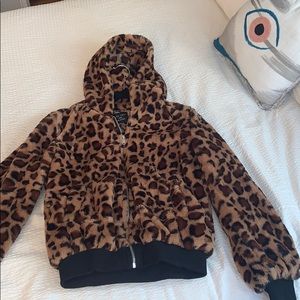 Faux fur zip up hoodie